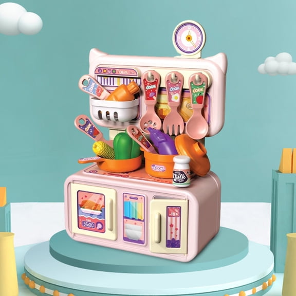 Pretend Play Mini Kitchen Set with Play Food for Kids, Little Chef Cooking Role Play Toy, Top Christmas Birthday Holiday Gift, Educational Fine Motor Learning Toy for Toddler Boys Girls Ages 3+
