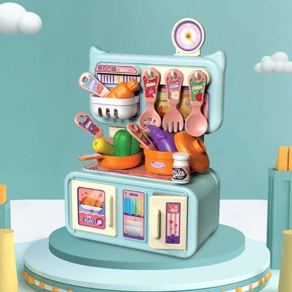 Pretend Play Mini Kitchen Set with Play Food for Kids, Little Chef Cooking Role Play Toy, Top Christmas Birthday Holiday Gift, Educational Fine Motor Learning Toy for Toddler Boys Girls Ages 3+