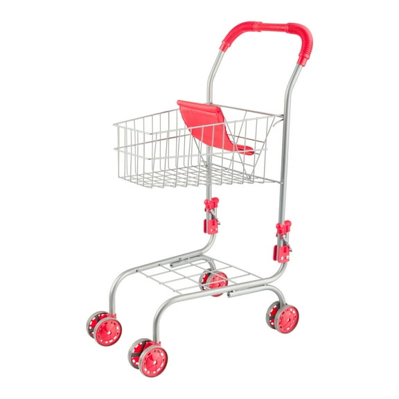 Hey Play Kids Shopping Cart with Pivoting Front Wheels and Fold-Up Design