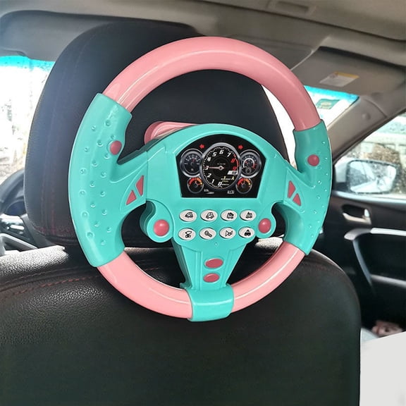 Pretend Play Steering Wheel Toy with Sound Light Simulated Driving Controller Interactive Educational Music Toy for Car Seat Travel Games