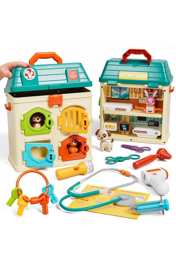 Pet Vet Toys, Hospital Pretend Play Doctor Vet Kit for Toddlers 3-5, Pet Care Role Play Set, Play Veterinarian Set for Kids, Pets Doctor Kit Learning Toys for Boys Girls Birthday Gift