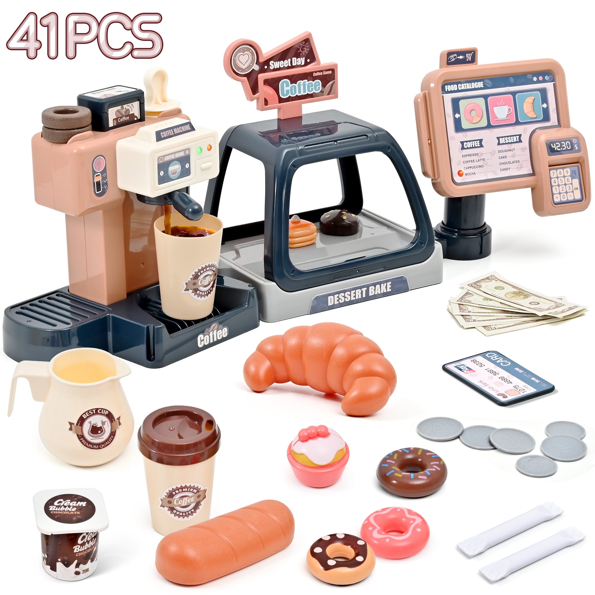 Barbie Doll Toys Coffee Shop Playset Coffee Machine, Cups