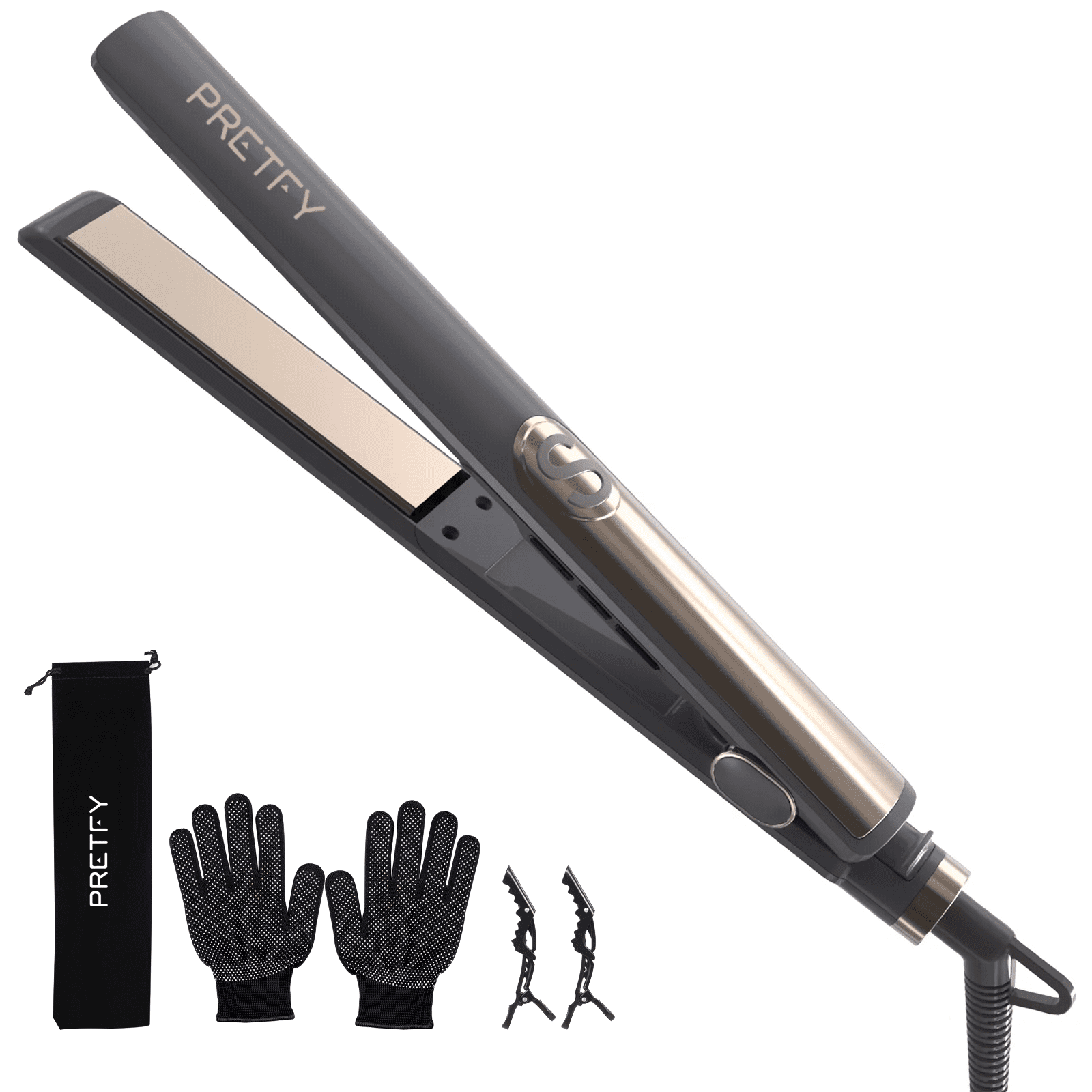 Pretfy 1" Flat Iron, 2in1 Professional AntiStatic Hair Straightener