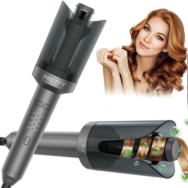 Pretfy Automatic Curling Iron, Professional AntiScald Hair Curler with