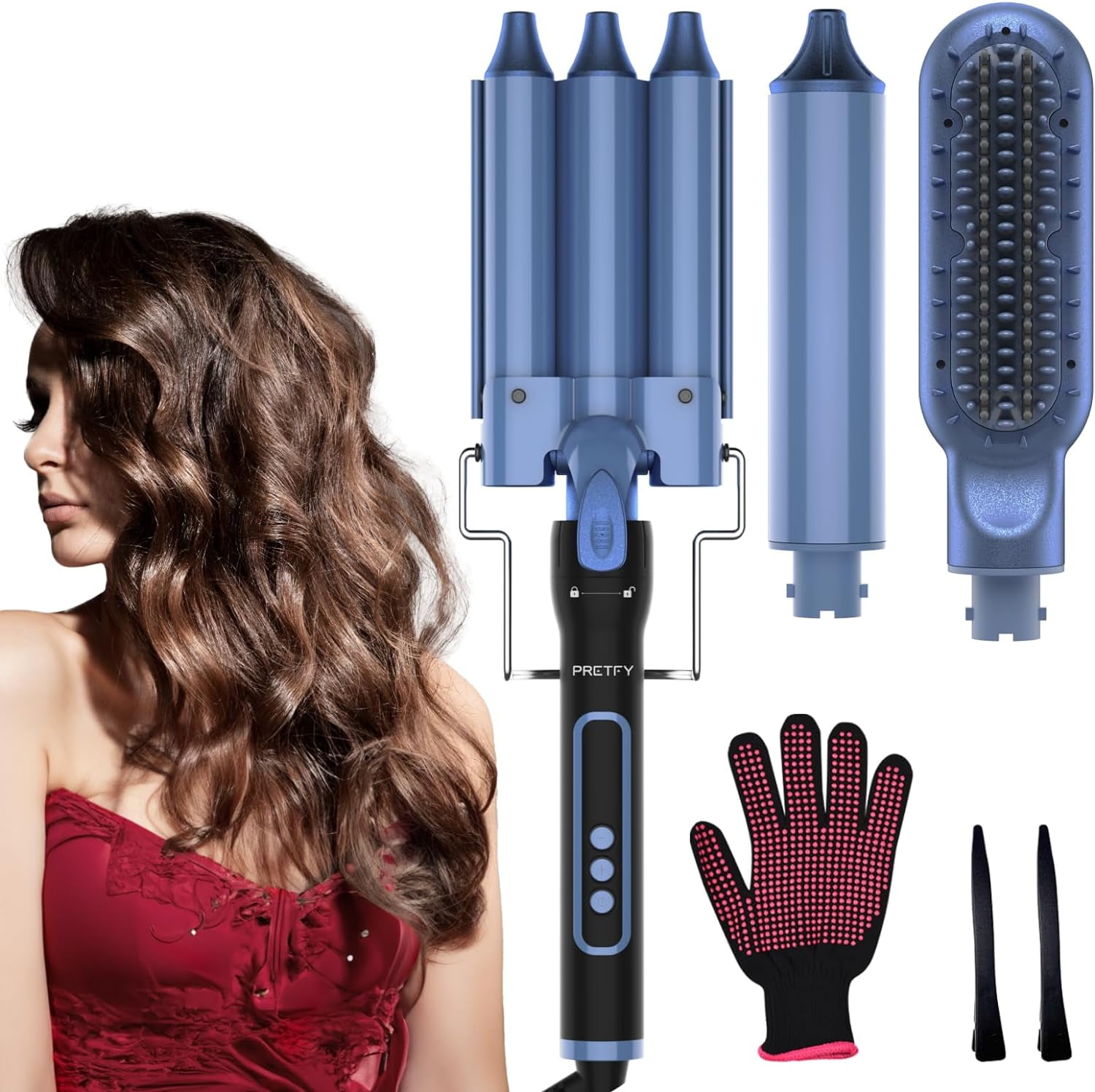 Pretfy Hair Dryer Brush 3 in 1 Detachable Blow Dryer Volumizer Styler Hot Air Brush Hair Dryer Brush Blow Dryer Brush in One for Hair Drying