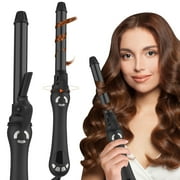 Pretfy Rotating Curling Iron, 1 Inch Professional Anti-Scald Automatic Hair Curler with Large Barrel Hair Curling Wand for Waves, Hair Curls, 140°F to 450°F, LED Display, 1H Auto Off