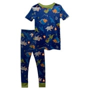 Pretigez Toddler Boys Organic Cotton 2 Piece Pajama Set Dino Pattern, Dino, Size: 4T, Prestigez