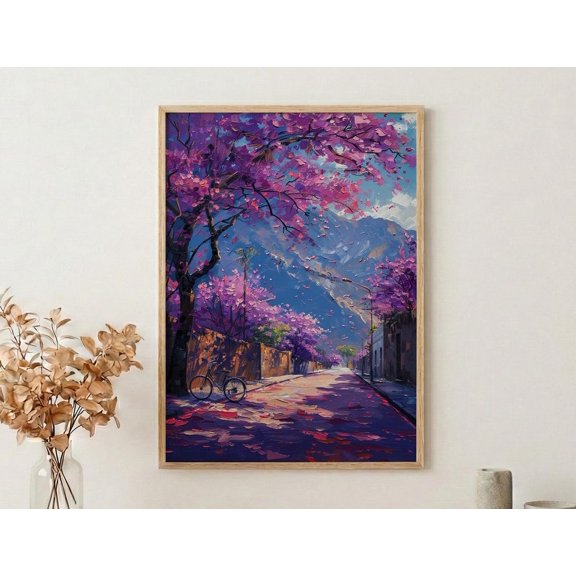 Pretoria Jacaranda Tree Purple Spring Textured Impasto, Unframed Poster