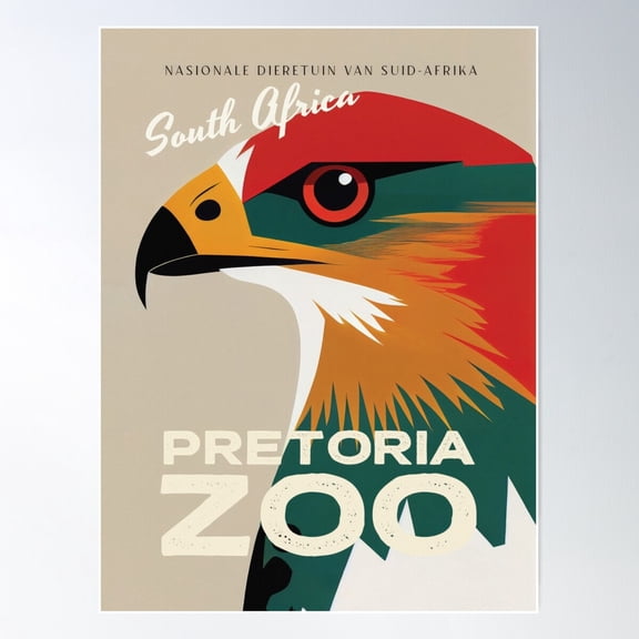 Pretoria Zoo Retro Poster Retro Hawk Portrait Minimalistic Poster Wall Art, Modern Wall Decor For Living Room Bedroom, 8x12 UNFRAMED