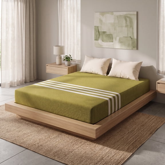 PrettSun Queen 12 inch Memory Foam Mattress, Olive Green, Medium, Cooling Gel, Fiberglass Free, CertiPUR-US