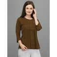 thumbnail image 1 of Prettify Women Straight Regular 3/4th Sleeve Casual Female Green Western Top, 1 of 5