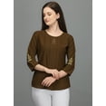 thumbnail image 1 of Prettify Women Straight Regular 3/4th Sleeve Casual Female Green Western Top, 1 of 5