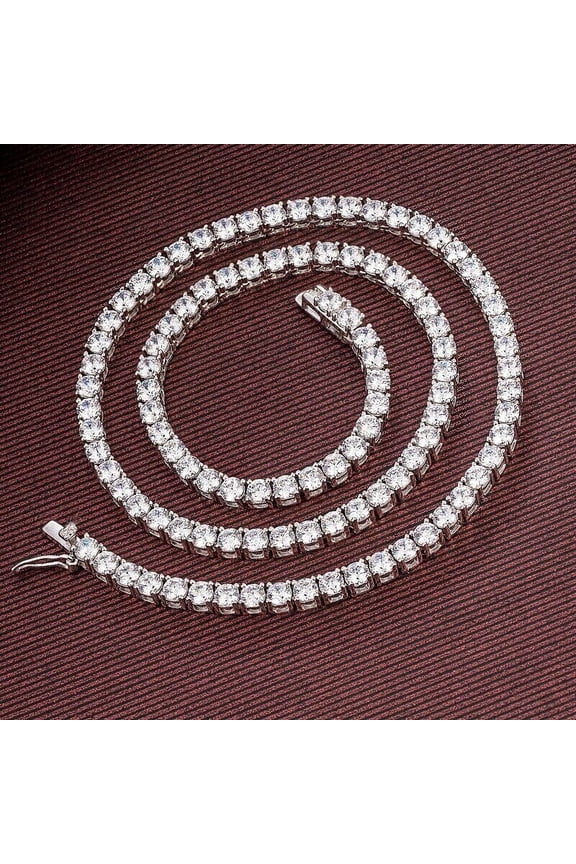 Pretty 16Ct Round Simulated Diamond Tennis Necklace 14k White Gold Over 3MM 18In