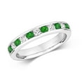 thumbnail image 1 of Pretty 18k White Gold Women Half Eternity Diamond Ring Brilliant Cut 0.25 Carat HI - SI with Emerald, 1 of 1