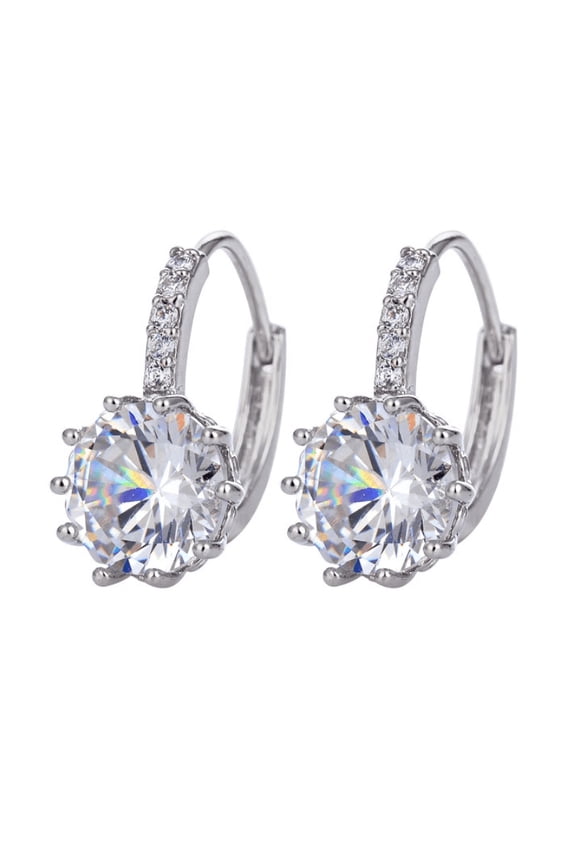 Pretty 3.5CTW CZ Diamond Solitaire Hoop Earrings