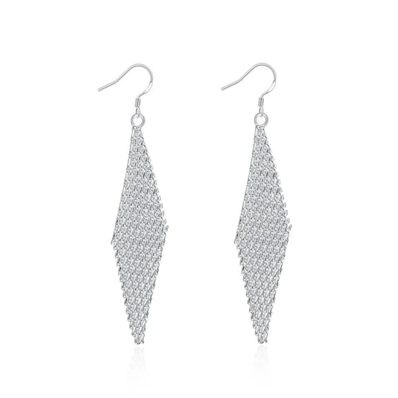 Pretty 925 Sterling Silver Charms Woven Mesh Earrings for Women Fashion Creative Holiday gifts classic party wedding Earrings