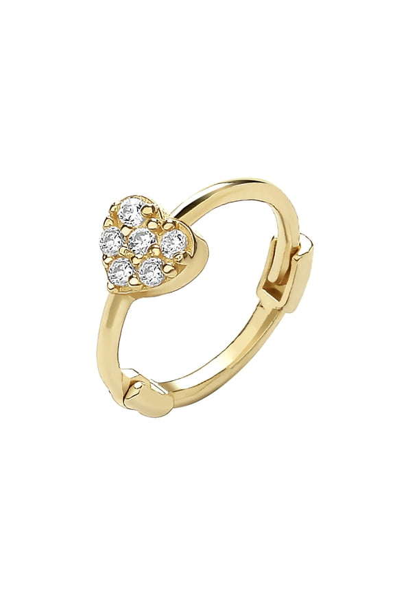 Pretty 9k Gold Women Heart Single Cartilage Hoop Earring with Cubic Zirconia/CZ