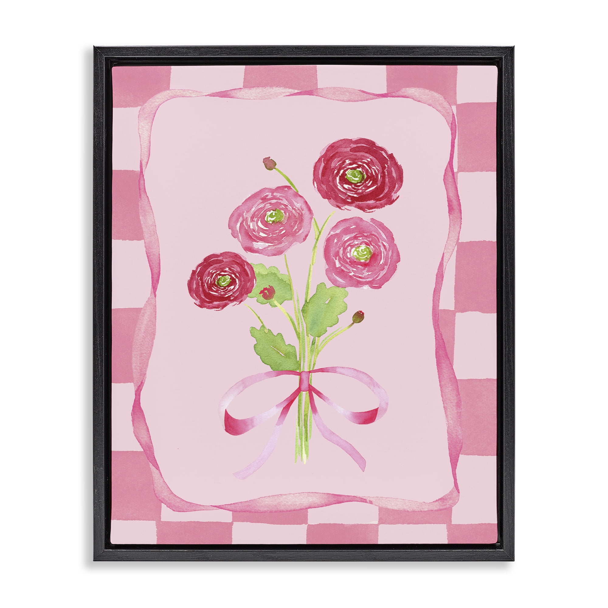 Pretty And Sweet Ranunculus Black Framed Floater Canvas Wall Art, design by Nina Jacobs