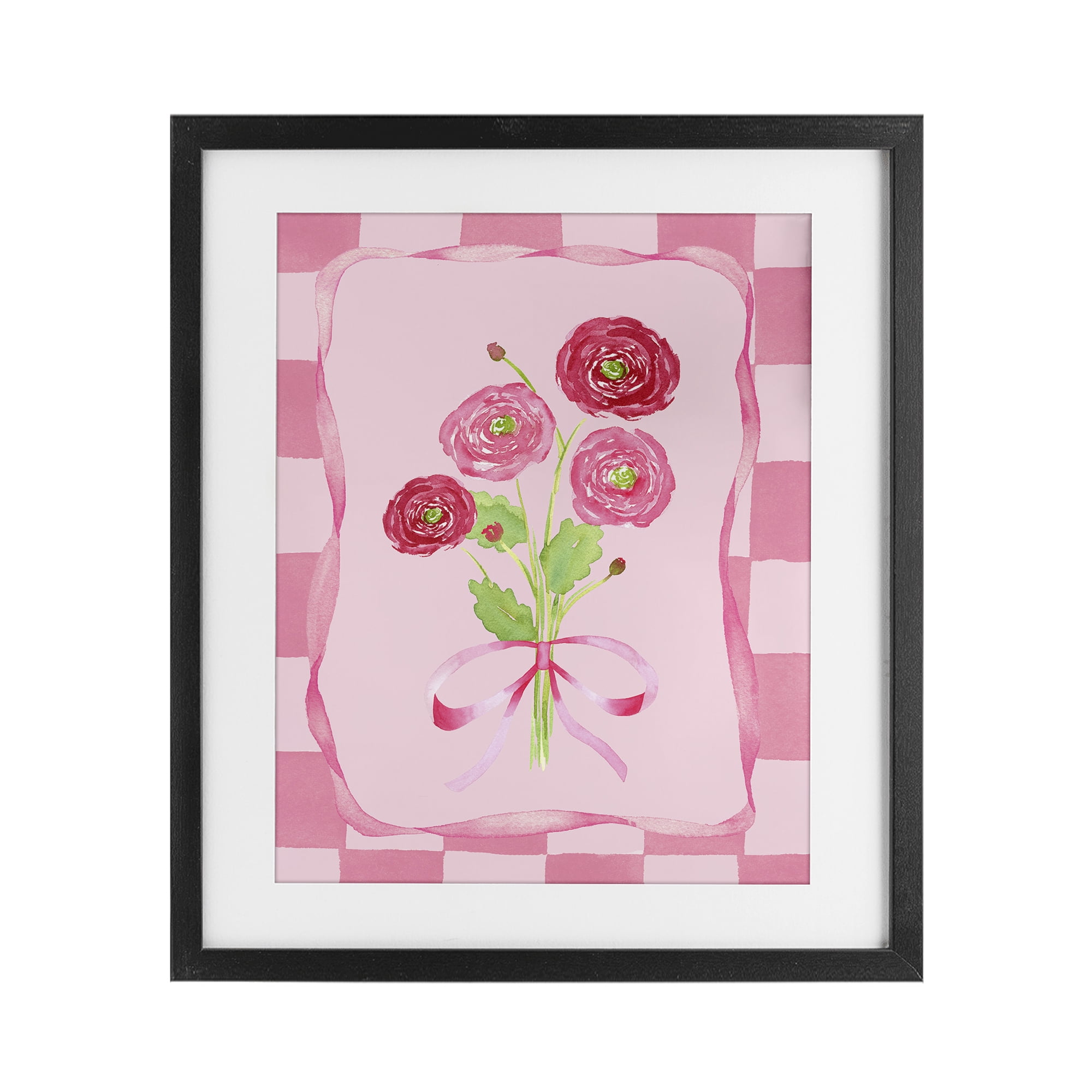 Pretty And Sweet Ranunculus Black Framed Print Under Glass, design by Nina Jacobs