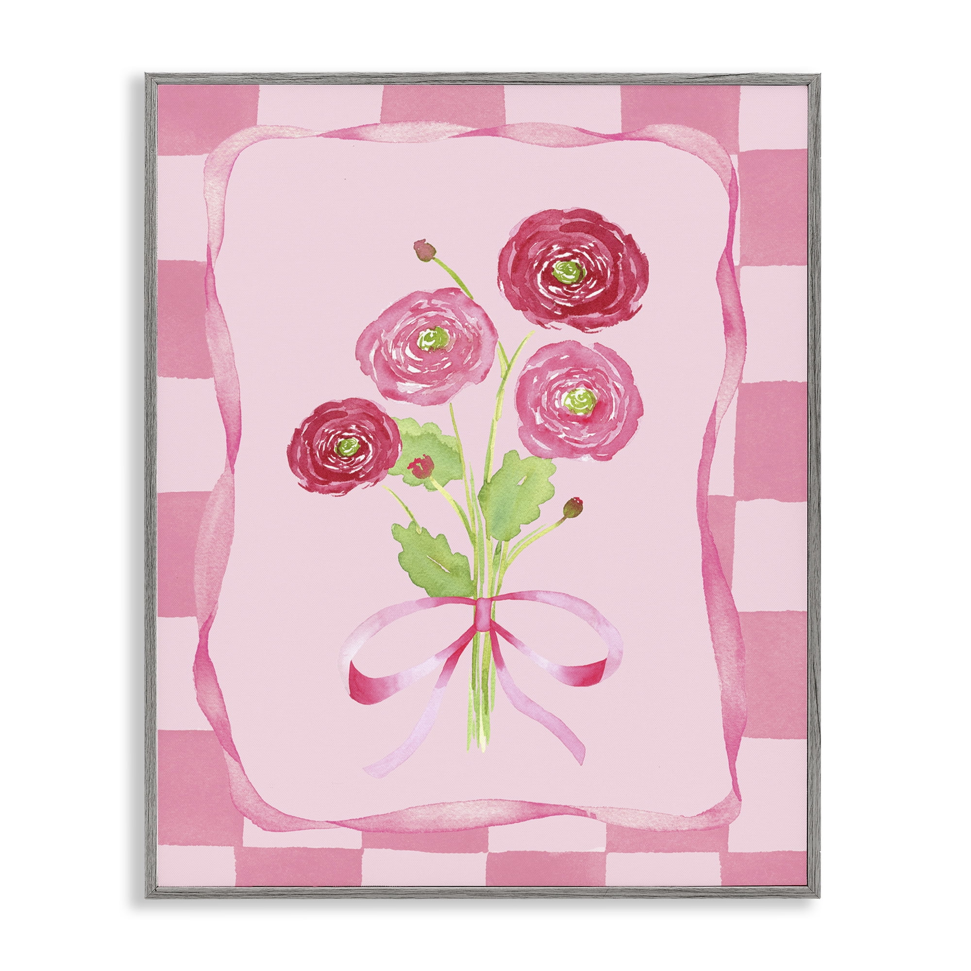 Pretty And Sweet Ranunculus Gray Framed Giclee Art, design by Nina Jacobs