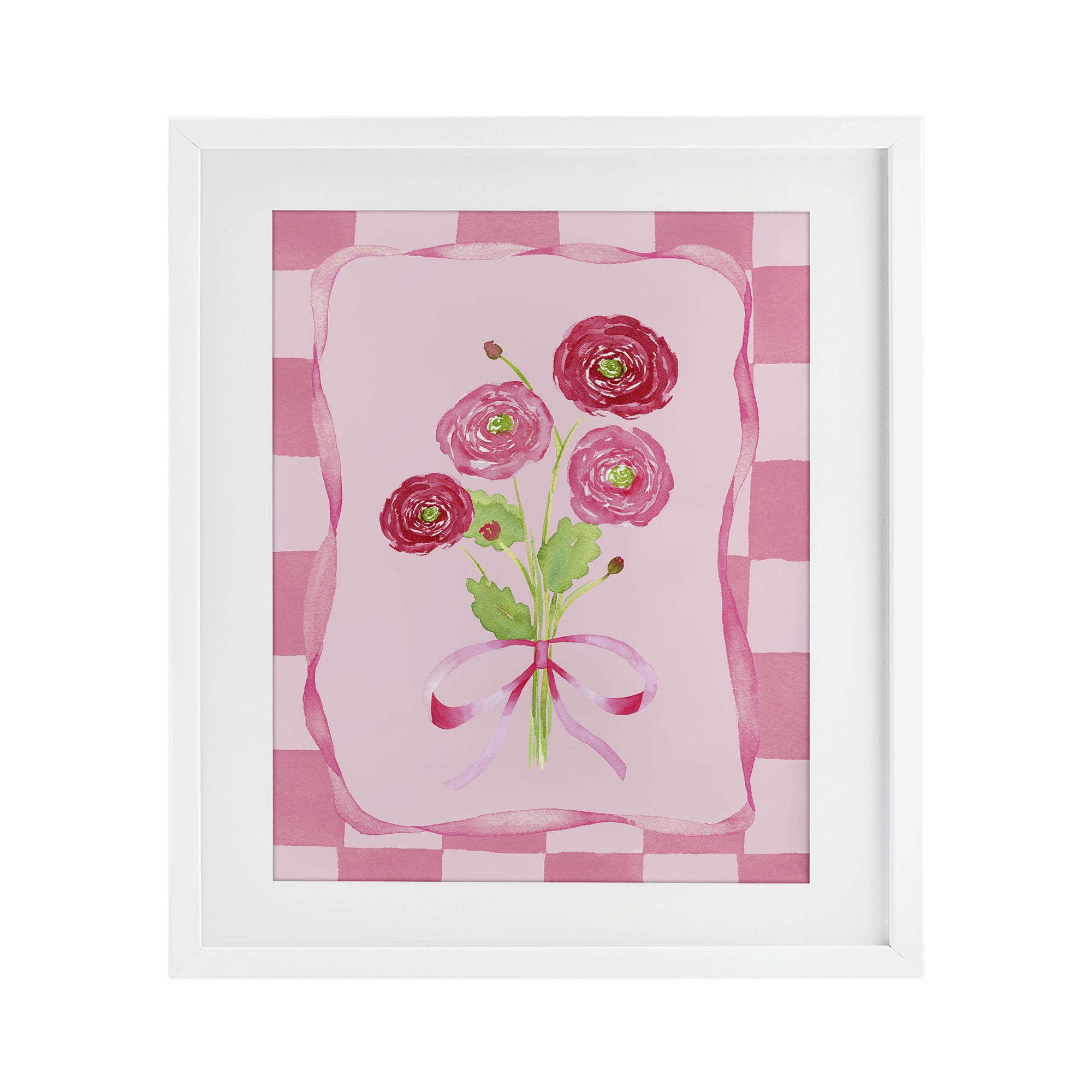 Pretty And Sweet Ranunculus White Framed Print Under Glass, design by Nina Jacobs