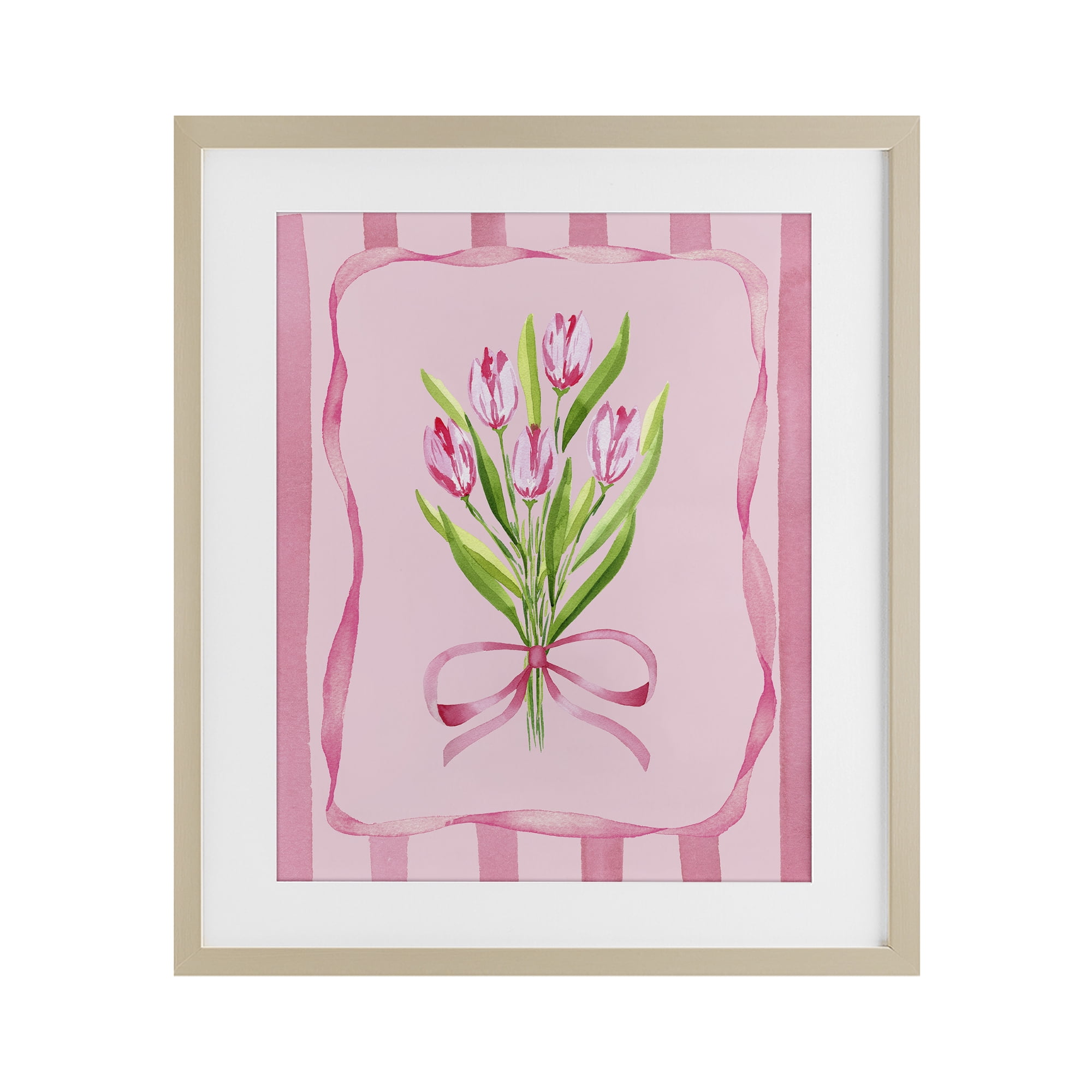 Pretty And Sweet Tulips Birch Framed Print Under Glass, design by Nina Jacobs