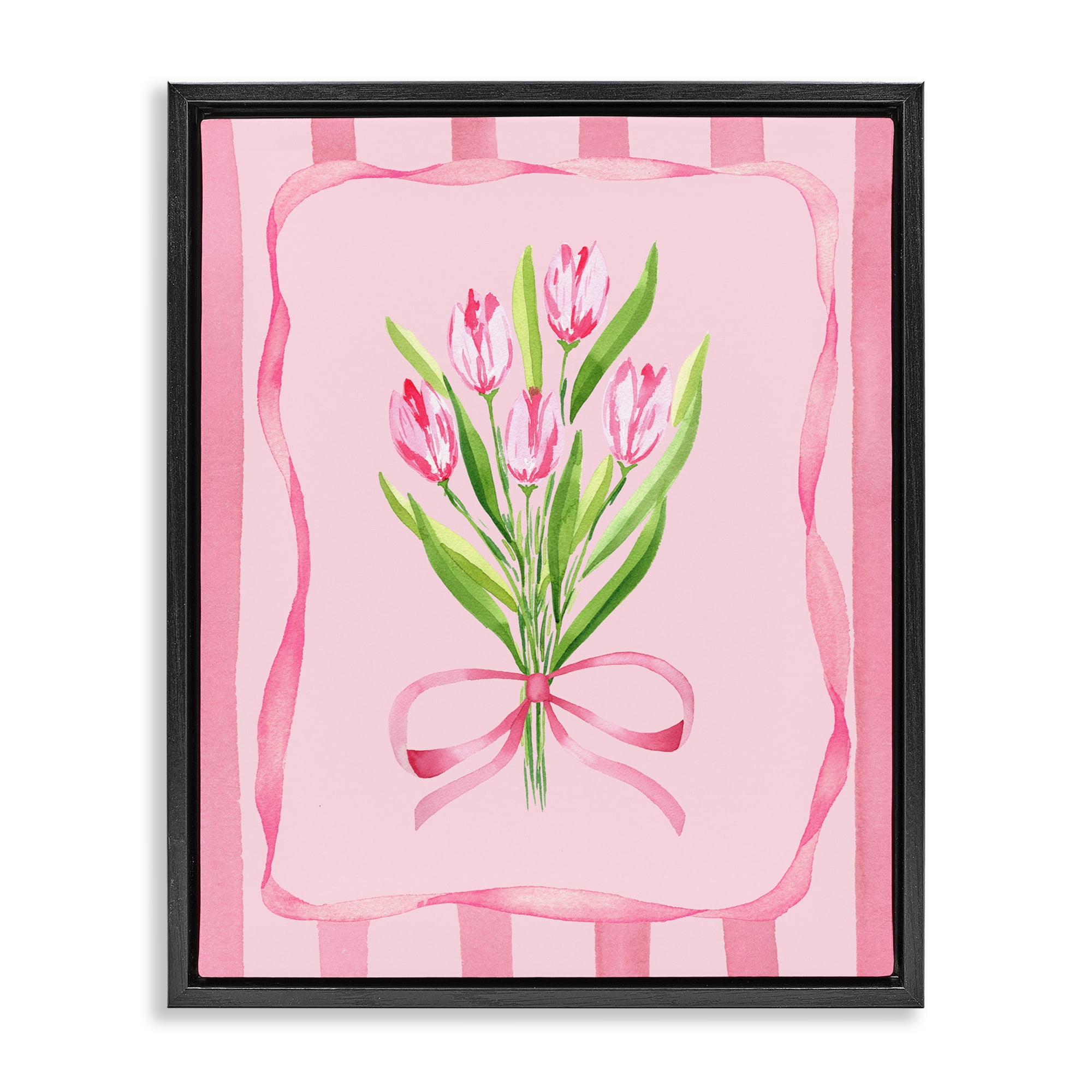 Pretty And Sweet Tulips Black Framed Floater Canvas Wall Art, design by Nina Jacobs