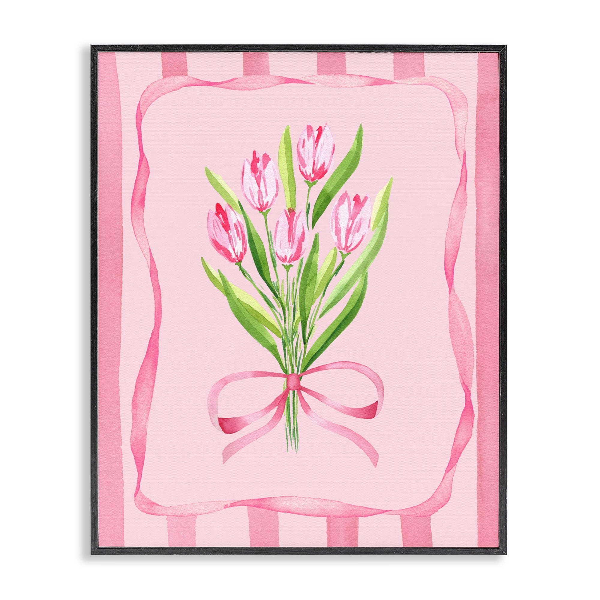 Pretty And Sweet Tulips Black Framed Giclee Art, design by Nina Jacobs
