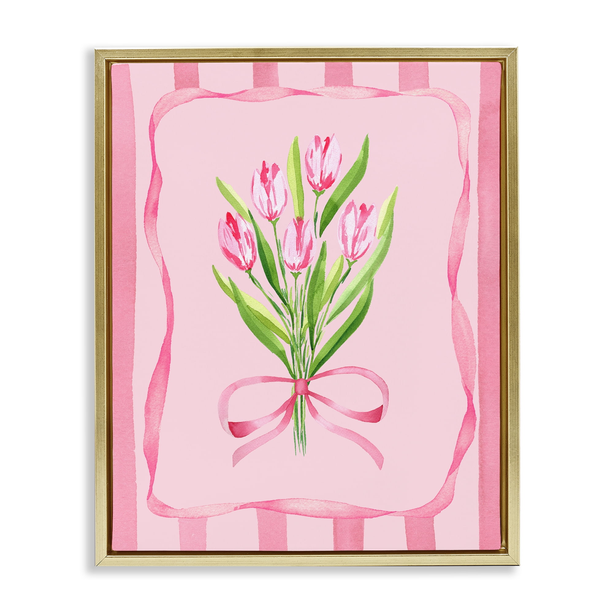 Pretty And Sweet Tulips Gold Framed Floater Canvas Wall Art, design by Nina Jacobs