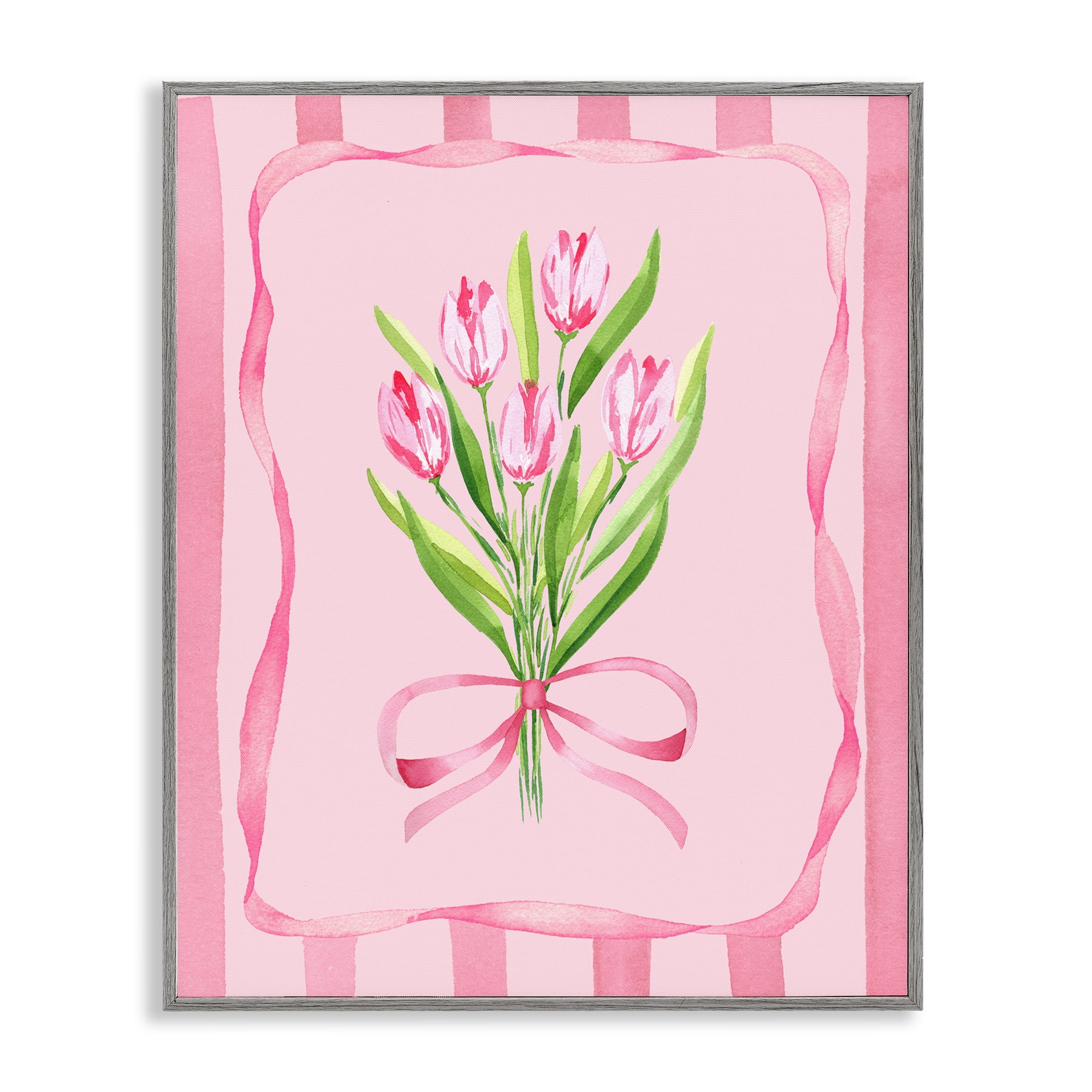 Pretty And Sweet Tulips Gray Framed Giclee Art, design by Nina Jacobs