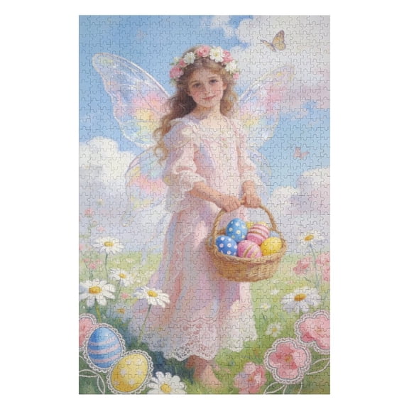Pretty Angel Easter 500 Piece Jigsaw Puzzle for Adults, Fun Brain Challenge and Cozy Holiday Activity, Educational Spring Art for Family Night and Home Decor, Finished Size 20.5x15 IN