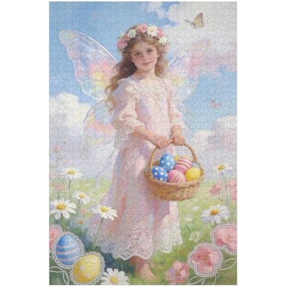 Pretty Angel Easter 500 Piece Jigsaw Puzzle for Adults, Fun Brain Challenge and Cozy Holiday Activity, Educational Spring Art for Family Night and Home Decor, Finished Size 20.5x15 in