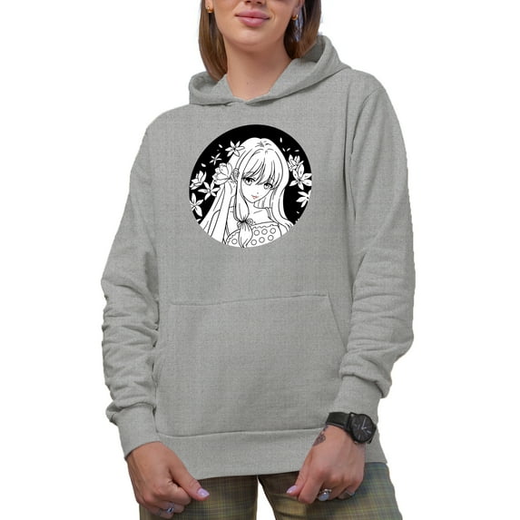 Pretty Anime Girl, Heather Grey Hooded Sweatshirt or Hoodie, 3XL
