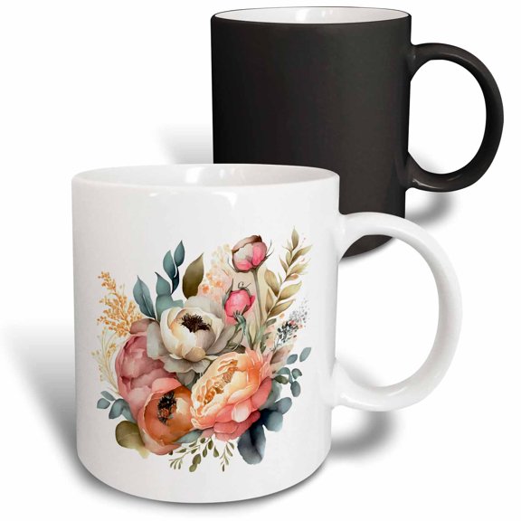 3drose, Pretty August Flowers Illustration, 11oz Magic Transforming Mug