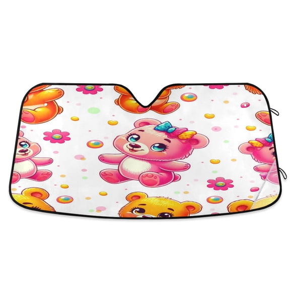 Pretty Bears Car Windshield Sun Shade Foldable Car Front Window Visor Heat and UV Protection 53x23.5