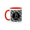 thumbnail image 1 of 3dRose, Pretty Black and White Floral Monogram Letter B, 11oz Two-Tone Red Mug, 1 of 7