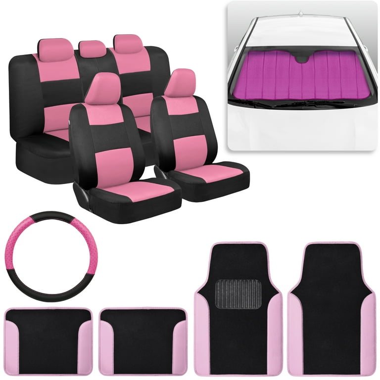 Pretty Black Pink Car Accessory Gift Set, Includes Glitter Auto
