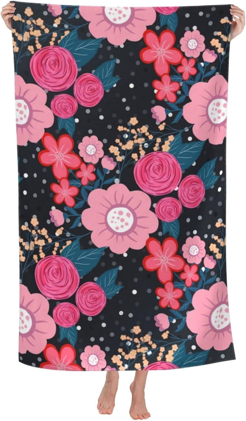 Pretty Black and White Butterflies Pattern Beach Towels Oversized Soft High Absorbent Quick Dry Bath Towels Pool Towels Travel Beach Towels for Kids Adults