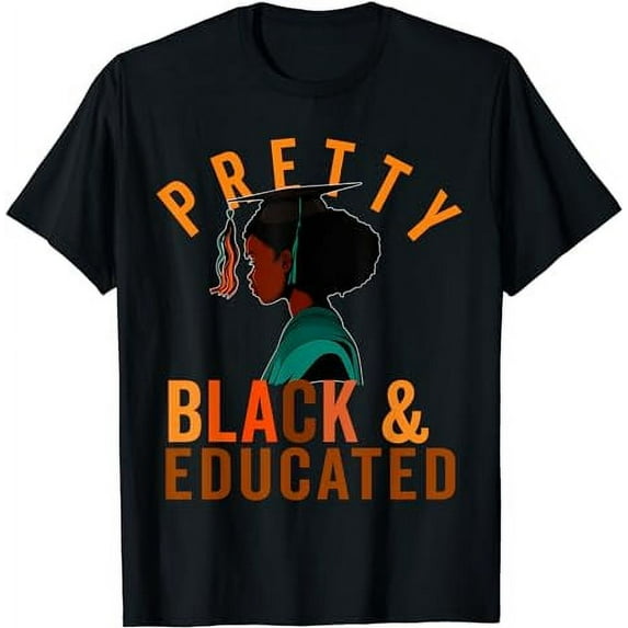 Pretty Black and Educated Kids Youth Girl Black African T-Shirt