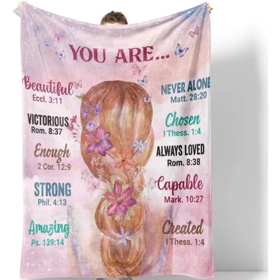 Pretty Blonde Girl Inspirational Quotes Blanket 50x60,Soft Plush Floral Girls Pink Fleece Throw Blanket, Magic Blankets for Girls Bed, Couch and Sofa Birthday Gift Bedroom Decor