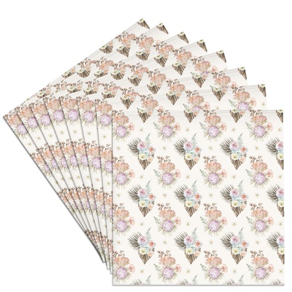 3drose, Pretty Boho Floral Bouquet Pattern, Set of 8 Ceramic Tile Coasters