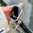 thumbnail image 1 of Pretty Bracelet Bands for Apple Watch 49mm 46mm 45mm 44mm 42mm, Fashion Diamond Irregular Metal Chain Watch Band Geometric Strap for iWatch Ultra 2/1 Series 10 9 8 7 6 5 4 SE 3 2 1, Gold/Silver, 1 of 9