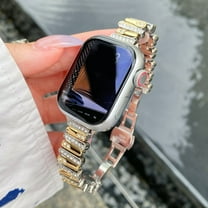 Pretty Bracelet Bands for Apple Watch 49mm 46mm 45mm 44mm 42mm, Fashion Diamond Irregular Metal Chain Watch Band Geometric Strap for iWatch Ultra 2/1 Series 10 9 8 7 6 5 4 SE 3 2 1, Gold/Silver