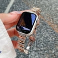 thumbnail image 1 of Pretty Bracelet Bands for Apple Watch 49mm 46mm 45mm 44mm 42mm, Fashion Diamond Irregular Metal Chain Watch Band Geometric Strap for iWatch Ultra 2/1 Series 10 9 8 7 6 5 4 SE 3 2 1, Silver/Rosegold, 1 of 7