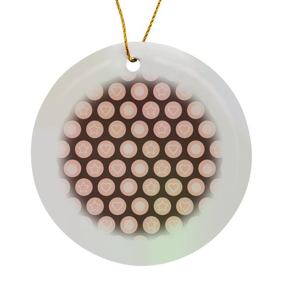 3drose, Pretty Brown and Pink Circle Print, Circle Porcelain Ornament