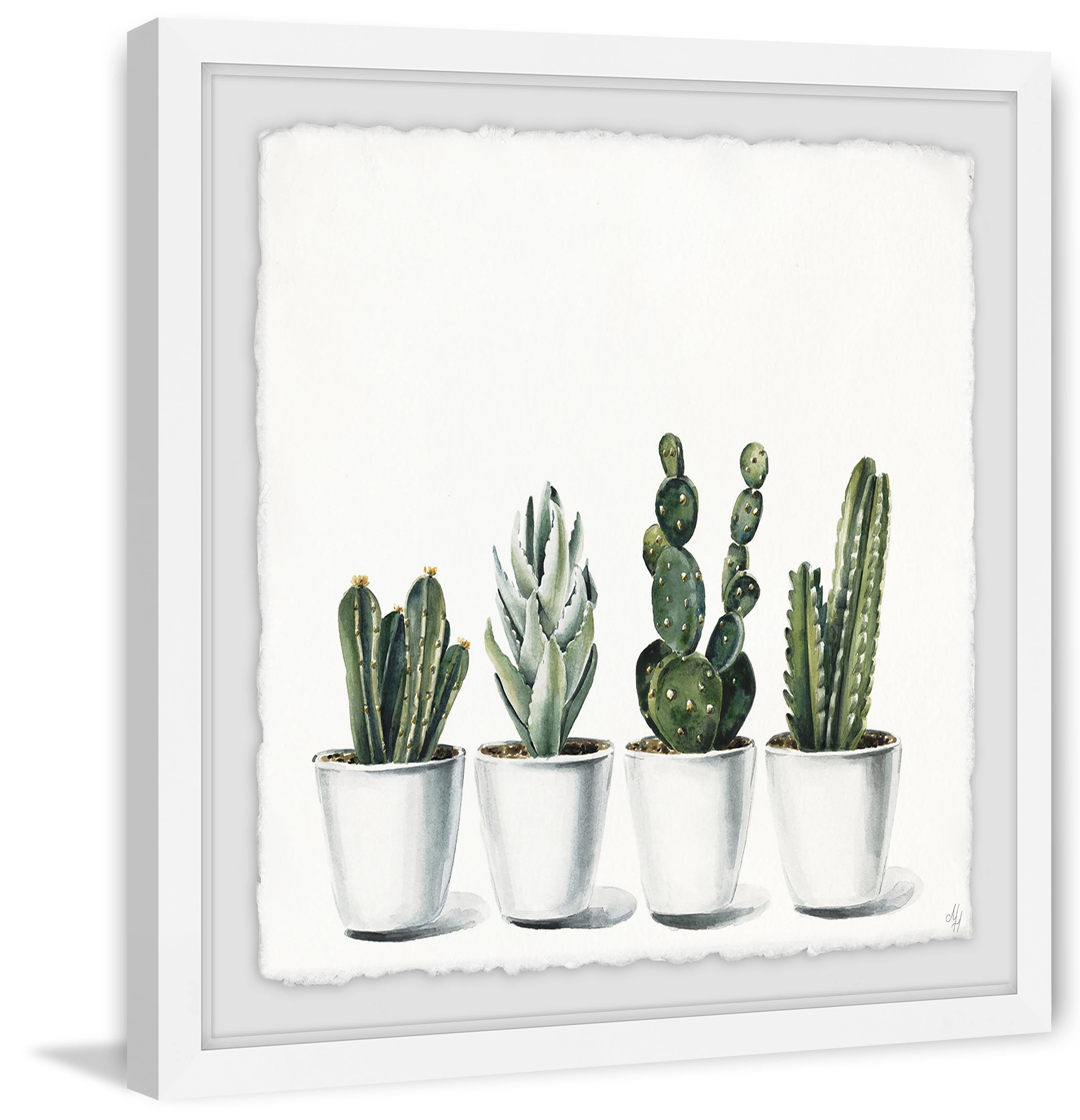 Pretty Cacti Framed Painting Art Print, 32.00" x 1.50"