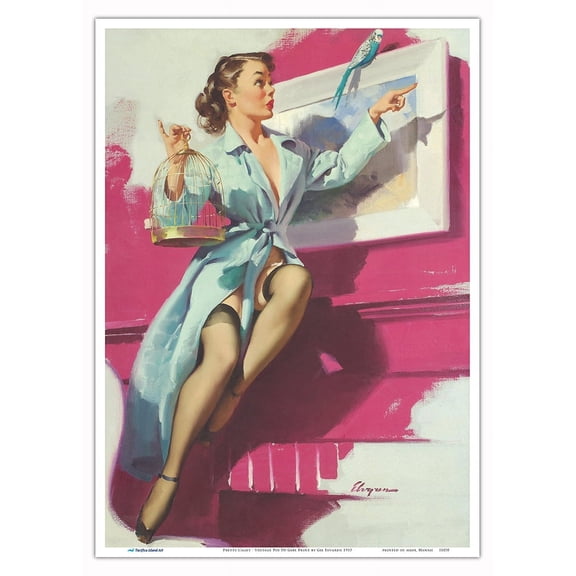 Pretty Cagey - Vintage Pin Up Girl Print by Gil Elvgren c.1953 - Master Art Print 10in x 14in