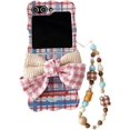 thumbnail image 1 of Pretty Case for Samsung Galaxy Z Flip 6 (2024),Cute Beautiful Bow Pattern Design Phone Protective Cover with Pearl Wrist Chain for Girls Women (with Chain), 1 of 12