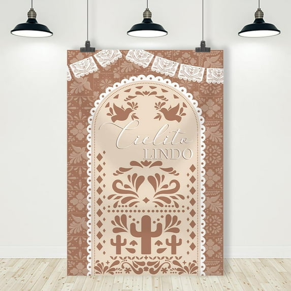 Pretty Cie-lito Lin-do Baby Shower Backdrop Mexican Fiesta Ciel-ito Lin-do Baby Shower Party Decorations Talavera Vertical Photography Background Wedding Birthday Banner Photo Supplies