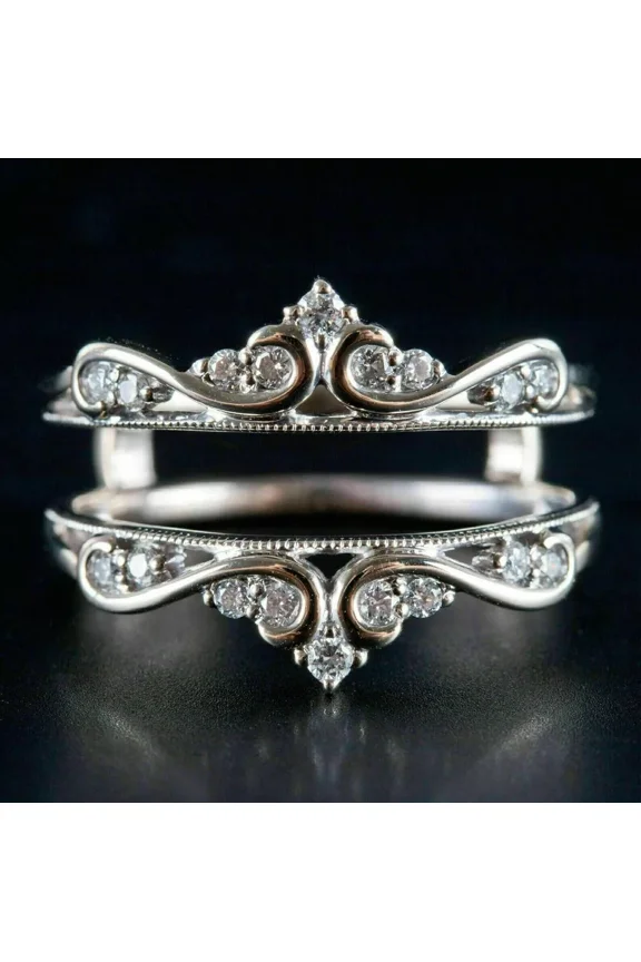 Pretty Classic 2.00CT Round Cut Simulated Diamond Women's Wedding Enhancer Ring 14K White Gold Plated 925 Silver